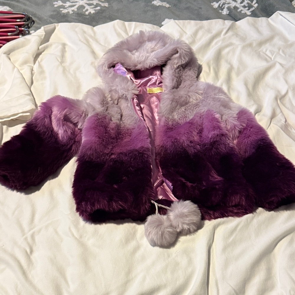 Fabulous Furs Kids Purple Ombre Faux Fur Coat